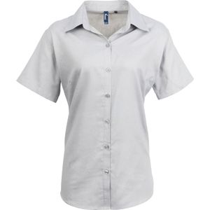Premier Dames/Dames Handtekening Oxford Short Sleeve Work Shirt (Zilver)