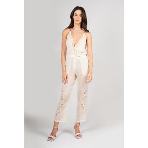 Patrizia Pepe - Jumpsuit - Beige - Elegante Jumpsuit met Borduurwerk en Kralen