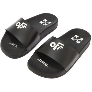 Boy's Off White Juniors Pool Sliders in Black-White