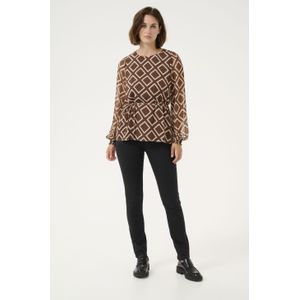 Blouse met lange mouwen Regular fit Brown/Turtledove Graphic brown white