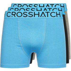 Crosshatch Heren Knightling MVE Boxershorts (Set van 3) (Blauw/Zwart/Grijs)