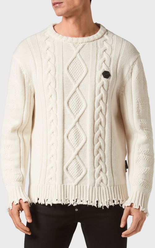 Philipp Plein - Pullover Skull&Bones - Beige - Bouclé-gebreide Trui