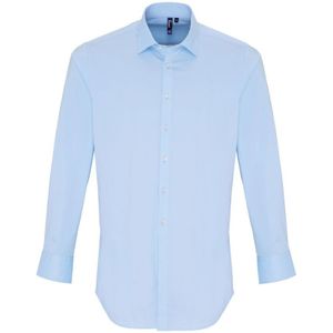 Premier Heren Rekken Pasvorm Popeline Lange Mouwen Shirt (Lichtblauw) - Maat 2XL