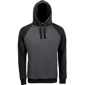 SOLS Unisex Seattle Contrast Raglan Hoodie (Houtskool mergel/zwart)