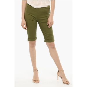 Shorts met omslag en gouden sluiting in groen