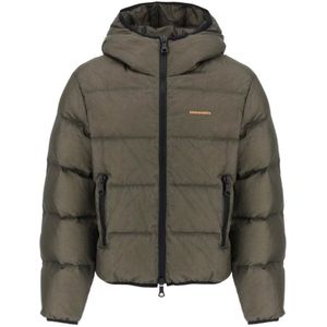 Dsquared2 Ripstop militair groen donsjack met capuchon