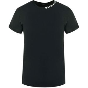 Balmain vetgedrukt logo op kraag zwart T-shirt