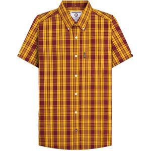 Lambretta Heren SS25 Geruit Overhemd (Bourgogne/Goud)