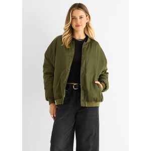 Khaki gewatteerd oversized bomberjack