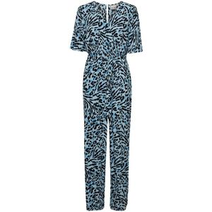 ICHI Jumpsuit IHMARRAKECH Met Panterprint Blauw/zwart - Maat M