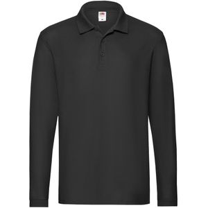 Fruit of the Loom Heren Premium poloshirt met lange mouwen (Zwart)
