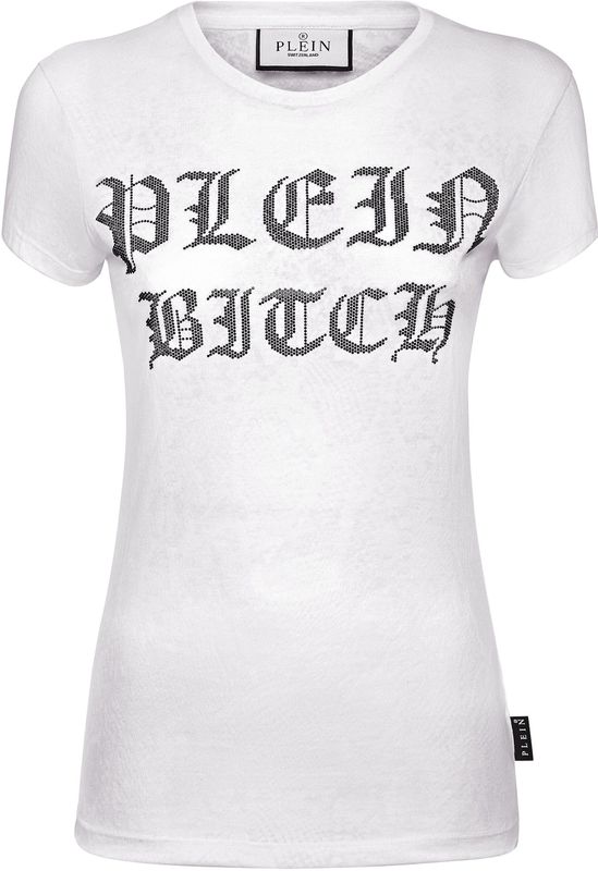 Philipp Plein - Slim Fit Gothic T-Shirt - Wit - Dames - Katoen