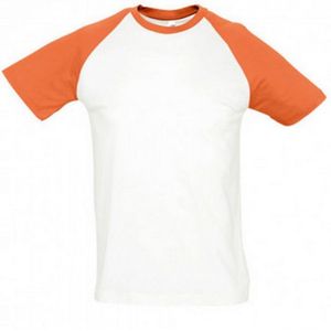 SOLS Heren Funky Contrast T-Shirt Met Korte Mouwen (Wit/oranje) - Maat XL