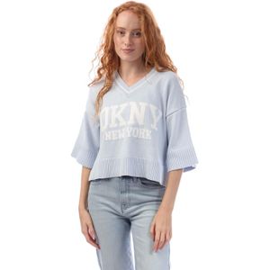 DKNY Dames/Dames Varsity Gebreid Logo Sweatshirt (Paars)