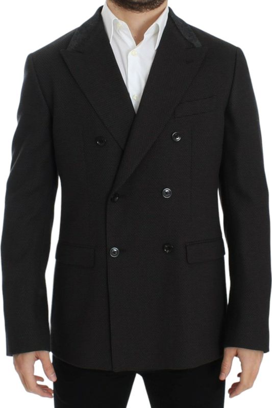 Dubbele Breasted Blazer van Gestructureerde Wol