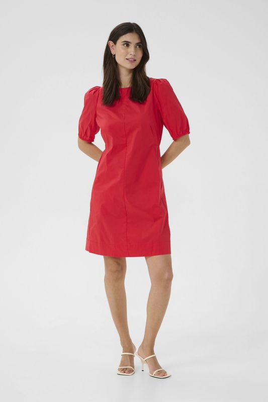 Jurk - Casual Fit - Rood - Boven de Knie - Korte Mouwen