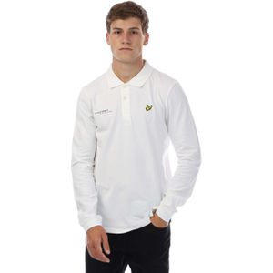 Lyle & Scott Heren Co-Ordinate Logo Poloshirt met Lange Mouwen (Wit)