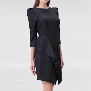 Stretch suede jurk met ruches op rok