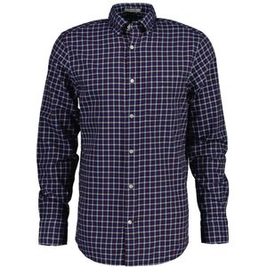 Men's Gant Regular Fit Twill Micro Multi Check Shirt In Blue - Maat M