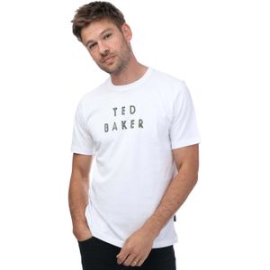 Heren Ted Baker Lough Geborduurd Merk-T-shirt in Wit