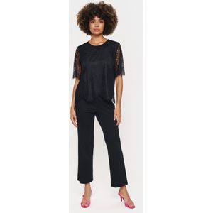 Blouse met korte mouwen Regular fit black