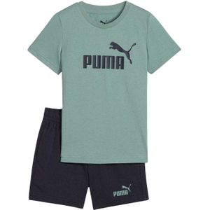 Puma Kinderen Essentiële Logo T-Shirt & Shorts Set (Groen)