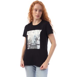 Dames DKNY New York Snow T-Shirts in Zwart