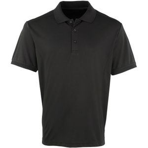 Premier Heren Coolchecker Pique korte mouw Polo T-Shirt (Zwart)