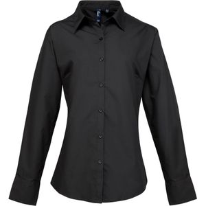 Premier Dames/dames Supreme Heavy Poplin Werkhemd met lange mouwen (Zwart)