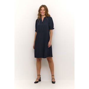 CULTURE - Paddy Betty - Jurk - Donkerblauw - Knielengte - Pofmouwen