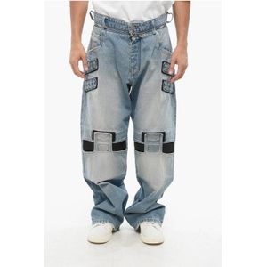 Loose Fit Jeans met klittenbanddetails 26 cm in blauw