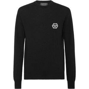 Philipp Plein - Pullover Round Neck Hexagon - Gebreide Trui - Zwart - Wolmix