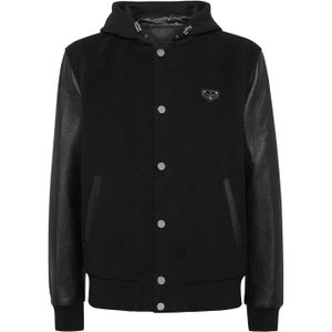 Philipp Plein - Hooded Varsity Bomber Jacket - Zwart - Heren - Jassen