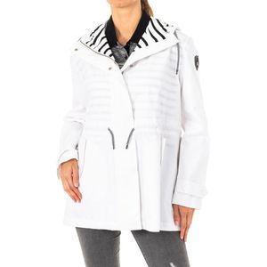 Damesjack - Wit - LWO002 - Met Lange Mouwen - Vaste Capuchon - Verstelbaar Trekkoord