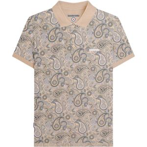 Lambretta Heren Paisley Polo Shirt (Stone)