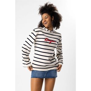 Sweat-shirt rembourré à rayures brodées sur le devant