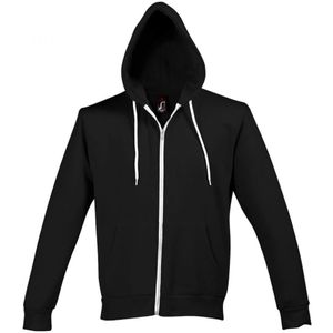 SOLS Zilveren Unisex Sweatshirt Met Volledige Ritssluiting / Hoodie (Zwart) - Maat L