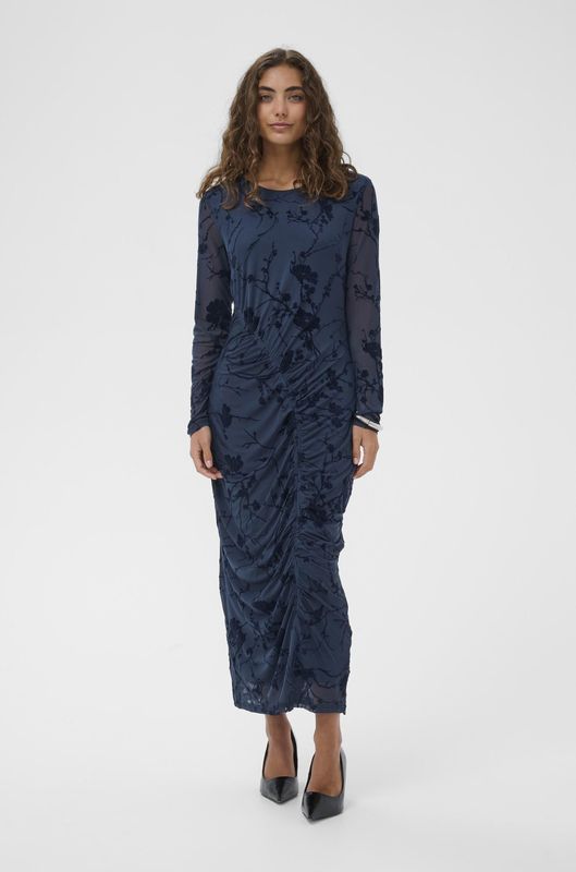 Jurk - CUalifa - Fitted - Donkerblauw - Midi-jurk