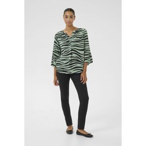 Blouse met korte mouwen Regular fit Green/Black Animal animal