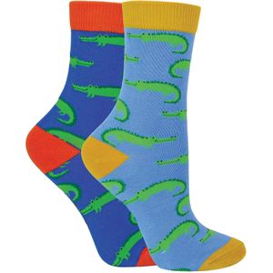 2 Paar Bamboe Sokken Jongens | Mr Heron | Sokken met dierenpatroon voor kinderen | Sokken met nieuw ontwerp - Krokodillen