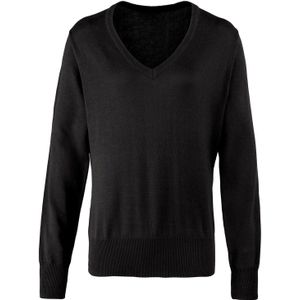 Premier Dames/Dames Gebreid Katoen Acryl V Hals Sweatshirt (Zwart)