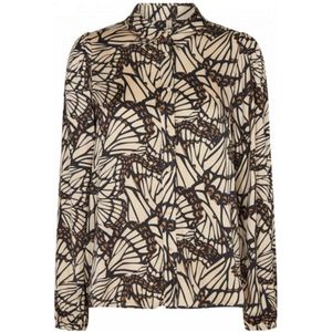 Soyaconcept blouse SC-HARIET met bladprint beige/bruin/zwart