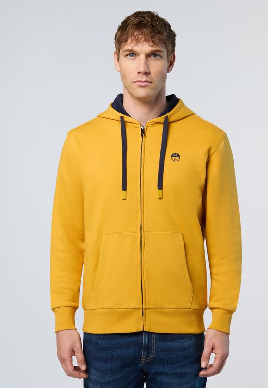 North Sails - Hoodie - Geel - Katoen - Ritssluiting - Verstelbare Capuchon
