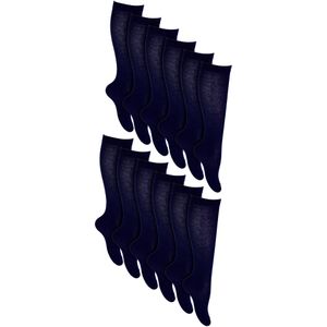 Ademende Katoenen Kniekousen - Blauw - 12 Paar