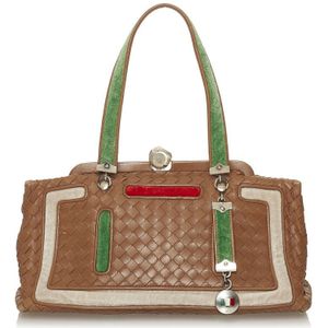Vintage Bottega Veneta Intrecciato Leather Handbag Brown