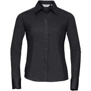 Russell Collectie Dames/Dames Lange Mouwen Poly-Katoen Gemakkelijk Onderhoud Gepaste Poplin Shirt (Zwart) - Maat XS