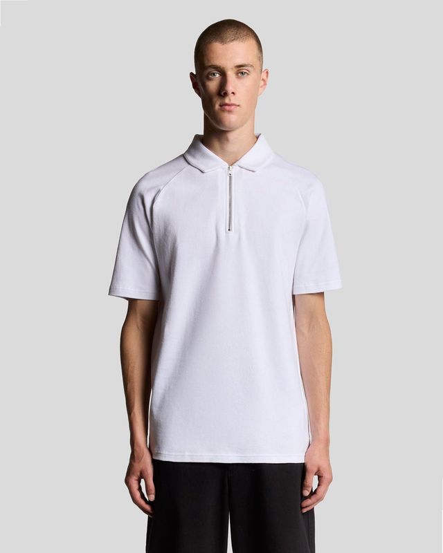 Lyle & Scott Interlock Poloshirt met Rits - Wit