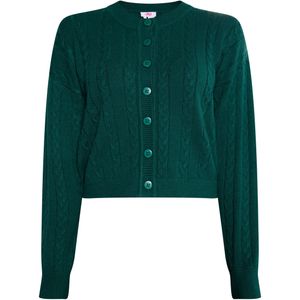Mymo - Vest - Donkergroen - Kabelgebreid - Dames
