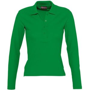 SOLS Dames/dames Podium Lange Mouw Pique Katoenen Polo Shirt (Kelly Groen) - Maat S