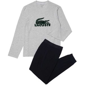 Lacoste Heren pyjamaset met lange mouwen (Marine/Grijs)